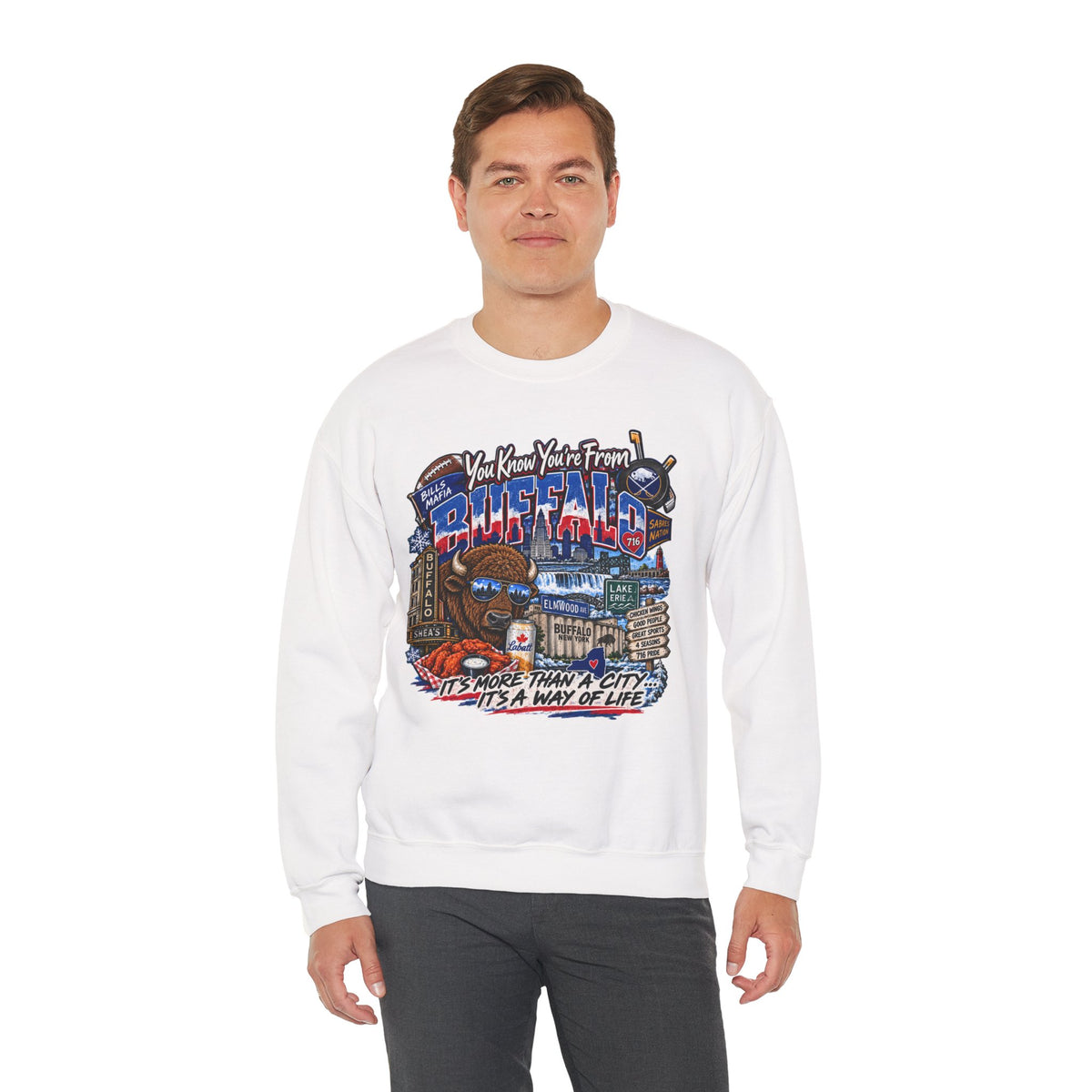 Buffalo City Pride Crewneck Sweatshirt — "You Know You’re From Buffalo" Graphic